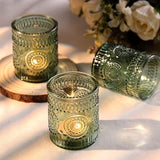 Green Votive Candle Holders Set of 36- Glass Tealight Candle Holders Bulk