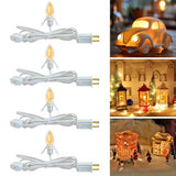Set of 4 Accessory Cord with One Led Light Bulb 6Ft Blow Mold Light IndoorString Lights, C7 Lamp with Spare Fuse for Halloween and Christmas Decorations, Craft Village House Decoration