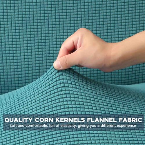 Stretch Armless Futon Cover, Sofa Slipcover Foldable Sofa Bed Cover Furniture Protector with Elastic Bottom, Washable, Polyester Spandex Jacquard Fabric Small Checks (Light Green, Small(47"-59"))