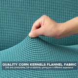 Stretch Armless Futon Cover, Sofa Slipcover Foldable Sofa Bed Cover Furniture Protector with Elastic Bottom, Washable, Polyester Spandex Jacquard Fabric Small Checks (Light Green, Small(47"-59"))