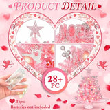 20" Mini Pink Christmas Tree, Artificial Small Table Top Warm Lights, Star Treetop and Ornaments, Tabletop Christmas Tree for DIY Pink Christmas Decoration Gifts