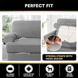 PrinceDeco 3 Pieces Loveseat Slipcover Bundle T Cushion Seat Couch Covers, Dove