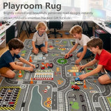 Car Rug Play Mat Road Rug,Kids Carpet Playmat Rugs City Life Great for Playing with Cars and Toys,Children Educational Race Track Rugs with Non-Slip Rubber Backing for Playroom Bedroom Classroom