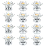 12 PCS Silver Crystal Flower Tea Light Holder, Bulk Glass Tealight Candlestick with Metal Base, Votive Candle for Table Centerpiece, Wedding,Parties Decor, Nice Gift
