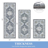 Washable Kitchen Runner Rugs Set of 3 with Non Slip Rubber Backing