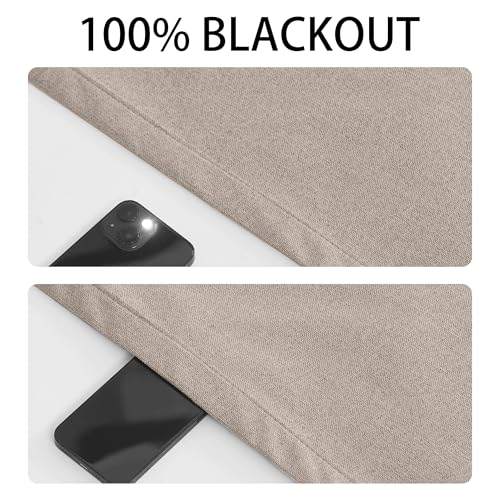 RYB HOME Linen Door Curtain 100% Blackout French Door Curtain for Glass Window, Fully Light Blocking Privacy Window Drapes Lightweight Tie up Shade, W 26 x L 69, Sand, 1 Panel