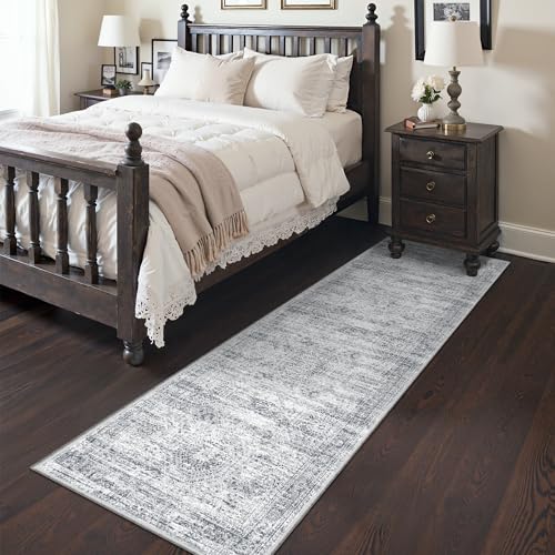 2x7 Runner Rug Non Slip,Washable Hallway Runner Rug,Grey