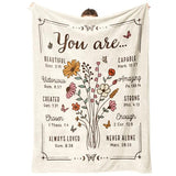Christian Gifts for Women, Christian Floral Throw Blanket, Birthday Religious Gifts for Women Friendship, Inspirational Scripture Faith Gift for Friend, Sister, Mom, Daughter (50'' x 60'', Beige)