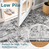 Extra Wide Hallway Rug 4x9: Washable Modern Abstract Living Room Rug Black