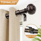 TONIAL Bronze Curtain Rod 32 to 86 Inches, 7/8 Adjustable Curtain Rods for Windows 20 to 82 Inches, Splicing Drapery Rods Heavy duty with Netted Texture Finials