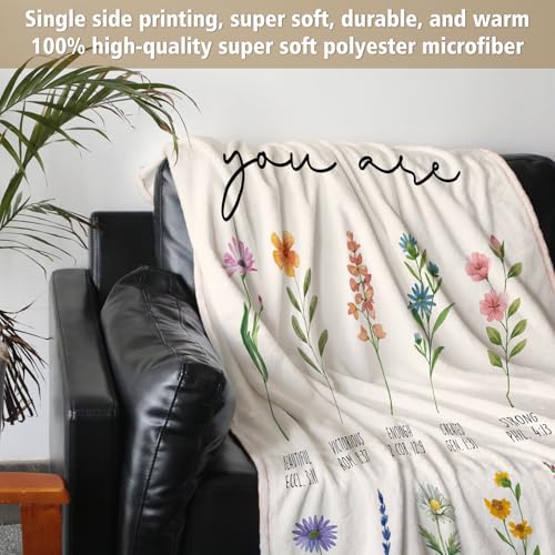 Afterprints Christian Gifts for Women, Christian Blanket with Flowers, Birthday Gifts for Women, Christmas, Inspirational, Religious Gifts for Sister, Friend, Daughter, Soft Throw Blankets 50'' x 60''
