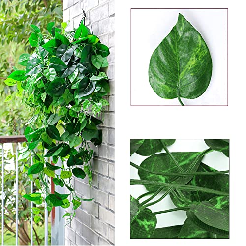 360 Feet 48 Pack Fake Greenery Hanging Garland, Ivy Leaf Plants, Vine Leaves, Fake Flowers Foliage for Bedroom Garden Wall Decor