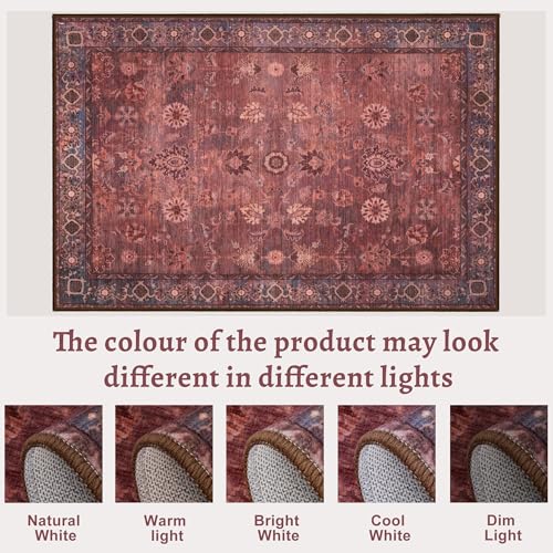 Tangsoo 2.6x12 Long Runner Rug for Hallway Non Slip,Washable Rust Red Rug