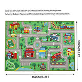 Yincimar Kids Play Rug for Playroom 5.2x3.3 ft Town City Road Map Car Mat Play Mat Educational Learning Carpet Area Rug for Boy Girl Toddler Bedroom Playroom