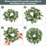 3PCS Artificial Eucalyptus Leaves Wreaths Candle Rings Wreaths Summer Greenery Garland Pillar Holder for Home Wedding Party Table Centerpiece Green