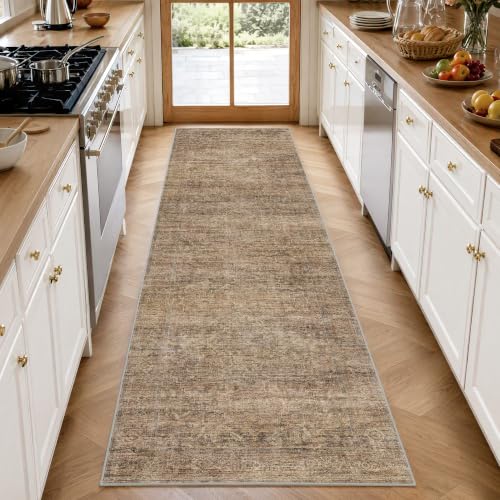 FMFUNCTEX 2x8 Hallway Runner Rug Washable Terracotta Neutral Vintage Retro