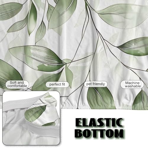 Green Leaves Futon Cover Stretch Armless Futon Couch Cushion Cover Washable Non-Slip Sofa Bed Slipcover with Elastic Bottom for Home Indoor Living Room Furniture Protector