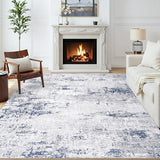 6x9 Area Rugs for Living Room Large Washable Abstract Rug Night Blue/Grey