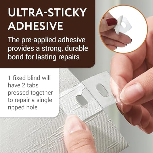 IMPRESA Clear Vertical Blind Repair Tabs - 25 Sets (50 Tabs), 2 Alcohol Wipes Strong Adhesive Peel Stick Bond - Universal Fit for Vertical Slats - Tool-Free Sliding Door Blind Fix