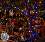 Novelty Lights 100 LED 50ft Red White Blue Lights, USA Patriotic 4th of July String Lights, Wide Angle Mini Lights on Green Wire, Commercial Grade, Connectable Indoor Outdoor Christmas Lights