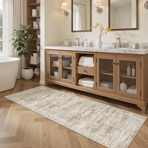 Soalmost Runner Rug 2x6 Washable Kitchen Hallway Runners Non-Slip Brown