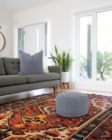 Howard Elliott Collection Round Foot Pouf Panama Indigo