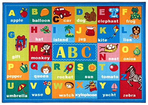 Rugshop Kids Educational Learning Alphabet Symbols Non Skid (Non Slip) Area Rug 3'3" x 4'7" Multi