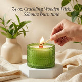 Hidden Label Citronella Candles Outdoor, 7.4oz Crackling Wood Wick