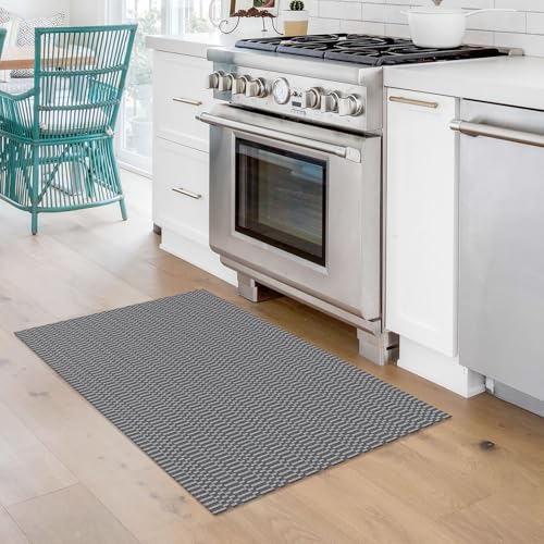 KOZYFLY 2x3 Washable Entryway Rug, Non Slip Woven Indoor Door Mat, Grey
