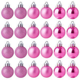 24pcs Mini Pink Shatterproof Christmas Ball Ornaments, 1.18 Inch Plastic Christmas Tree Decorations, Shiny Matte Glitter Ornaments for Pastel Tree Wreath Garland Holiday Party Decor