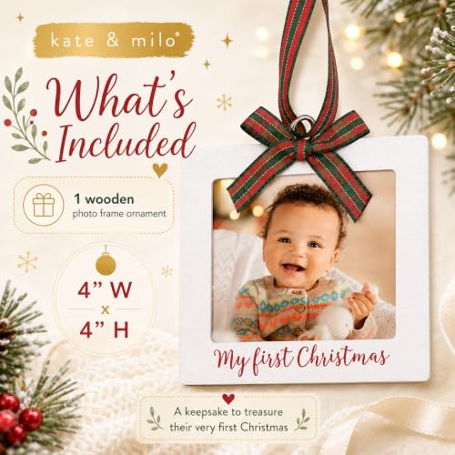 Kate & Milo My First Christmas Photo Ornament, Babys First Christmas Tree Ornament, Newborn Photo Holiday Keepsake, New and Expecting Parents Gift, Rustic