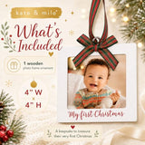 Kate & Milo My First Christmas Photo Ornament, Babys First Christmas Tree Ornament, Newborn Photo Holiday Keepsake, New and Expecting Parents Gift, Rustic