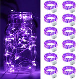 ZGWJ 12 Pack Fairy Lights Battery Operated, Purple Mini String Lights 7ft 20 LED Waterproof for DIY, Parties, Wedding, Bedroom, Christmas Decoration
