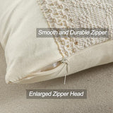 Lumbar Throw Pillow Covers 12 x 20 Inch 1PC for Farmhouse Living Room, Cotton & Burlap Textured Striped Woven Boho Pillow Covers (Beige & Brown, Single Striped)