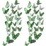 Bememo 72 Pieces 3D Butterfly Wall Decals Sticker Decal Wall Decor Art Decorative Sticker 3 Sizes for Room Offices Bedroom Bathroom Living Room Decor(Light Green)