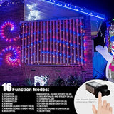 LAMPHOME Red White and Blue Patriotic String Lights, 66ft 200LED 4th of July Lights Plug in, 16 Modes with Timer Outdoor String Lights for Independence Day Memorial Day Patriotic Tree Holiday Decor
