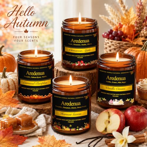 Fall Candles, Caramel Cinnamon Scent, Cozy Autumn Season Gifts for Fall