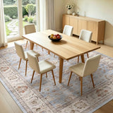Washable Area Rug 8x10 Non-Slip Floral Dining Carpet, Sky Blue