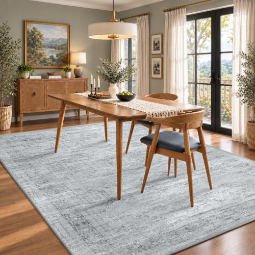 Area Rugs for Bedroom Nursery 4x6 Washable Foldable Vintage Grey
