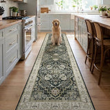 3x10 Non-Slip Washable Hallway Vintage Runner Rug, Black