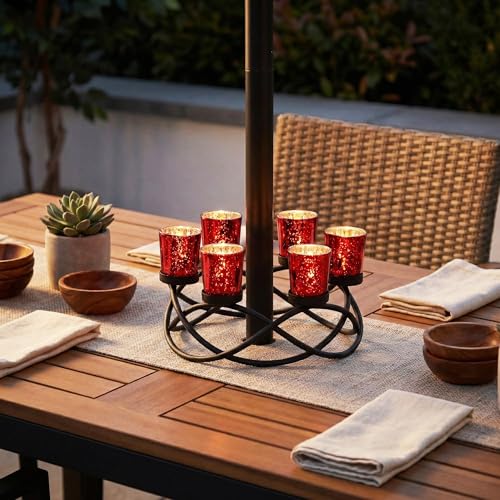 Candle Holders for Table Centerpiece Decor, Indoor/Outdoor, Red
