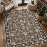 Tangsoo 3x5 Washable Rug,Vintage Brown Floral Throw Entryway Rugs Non Slip