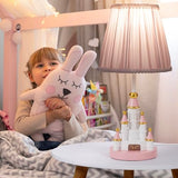 Kids Table Lamp, Adorable 14 Inch Castle Style Kids Desk Lamp, Pink Bedside Lamp Ideal for Girls Bedroom Decor, Includes LED Bulb