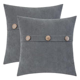 HWY 50 Grey Chenille Throw Pillow Covers 16x16 Inch Buttons Pack of 2
