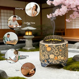 Ceramic Holder Electric Incense Burner Blue & White Porcelain Built-in LED Lights Simulate Flames, Classical, Elegant and High-end Top Hollow Design