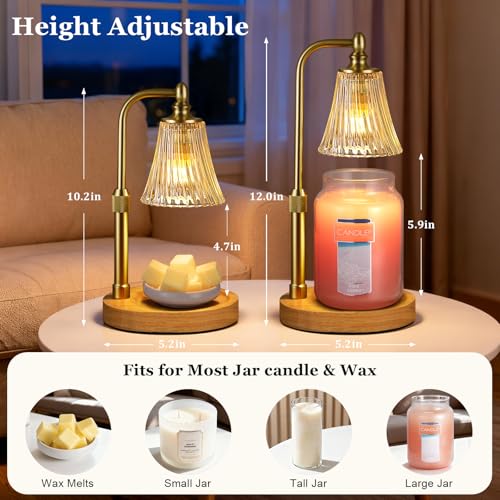 Candle Warmer Lamp with Timer Dimmable,Birthday Gifts for Women Mom Sister,Adjustable Height Wax Melt Warmer for Jar Candles,House Warming Gifts New Home,Ideal for Office,Dorm,Bedroom Home Decor