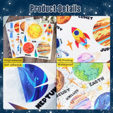 Outer Space Wall Decals - 4 Sheets 58 Pcs Large Space Planets Rocket Astronaut Wall Stickers Peel and Stick Removable Wall Decors for Kids Baby Bedroom Boys Room Nursery Playroom Classroom