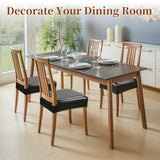 Waterproof Dining Chair Seat Covers Leather Kitchen Seat Covers, Stain Resistant Stretch Chair Seat Covers for Dining Room Chairs Set of 4, Rear Covered Washable Dining Chair Covers Black