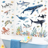 decalmile Under The Sea Fish Wall Decals Ocean Animal Sea Turtle Seaweed Whale Wall Stickers Bathroom Baby Nursery Bedroom Living Room Wall Decor