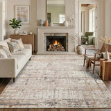 Rugxara 6x9 Washable Area Rug for Living Room, Modern Abstract Large Boho Rugs for Office, Dining Room, Kids Room, Farmhouse, Durable Low Pile Non Slip Carpet for High Traffic Areas, Beige Grey